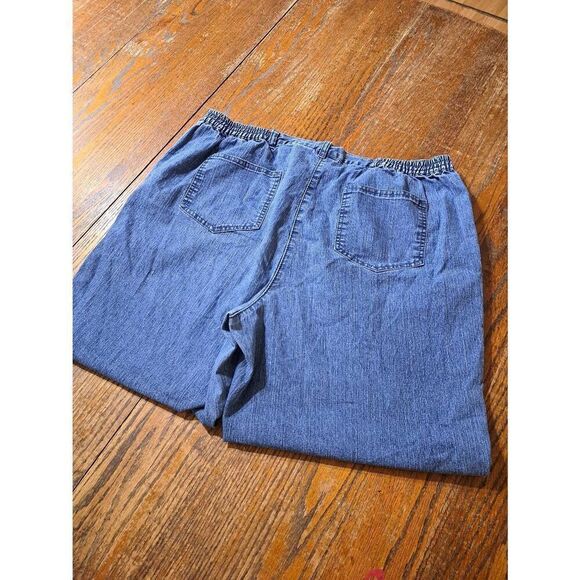 16W Ruby Rd Denim Blue Jean Cropped Ankle Casual Pants Elastic Pockets - Picture 3 of 3